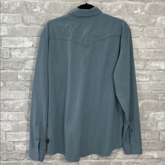 Howler Brothers Slate Blue Casual Snap Down Shirt - Picture 4 of 6